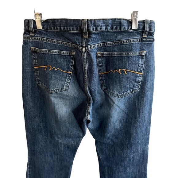 Columbia Jeans Womens 14 Blue Denim Boot Cut Leg Faded Distressed Torn - Picture 10 of 14
